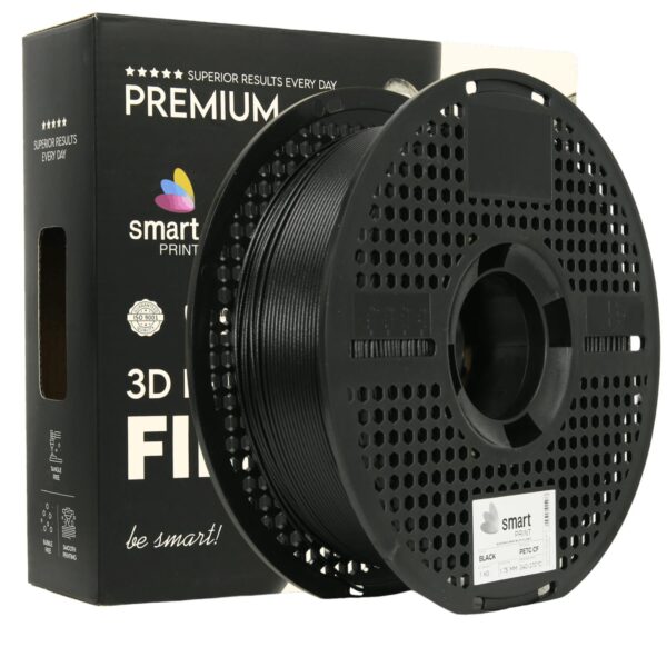 PETG Carbon Fiber Black 3D Plastikas Smart Print 1.75mm 1kg