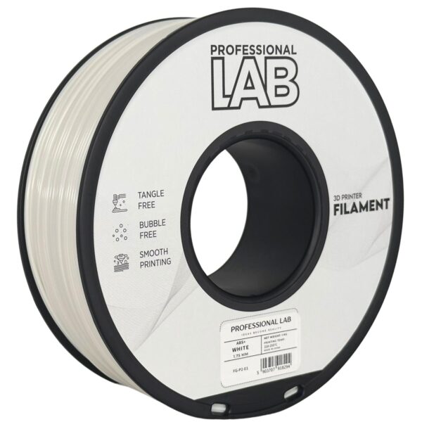 ABS+ White 3D Plastikas Professional LAB 1.75mm 1kg